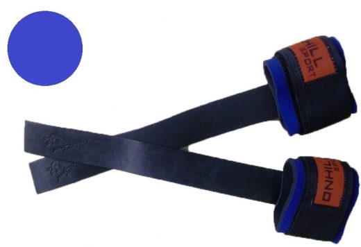 Лямки штангиста Onhillsport с фиксатором, кожаные, синие