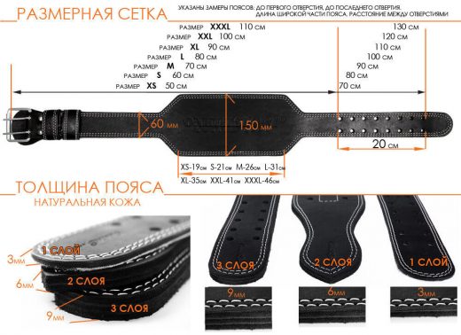 Пояс атлетический ONHILLSPORT 60/150 мм, пряжка, двухслойный, черный, размер S (60-80 см)