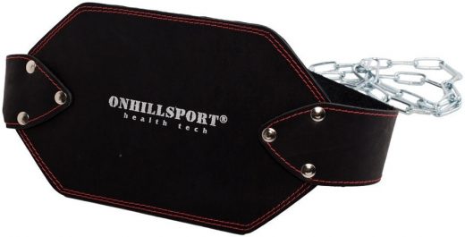 Пояс кожаный с цепью (атлетический) ONHILLSPORT, 115 см, черный