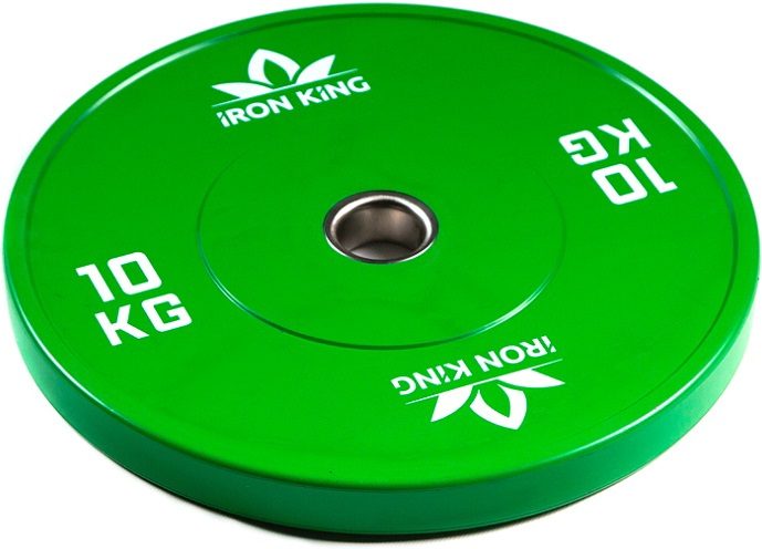 Диск Iron King для crossfit, резина, стальная втулка, 51 мм, 10кг., зеленый