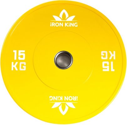 Диск Iron King для crossfit, резина, стальная втулка, 51 мм, 15кг., желтый