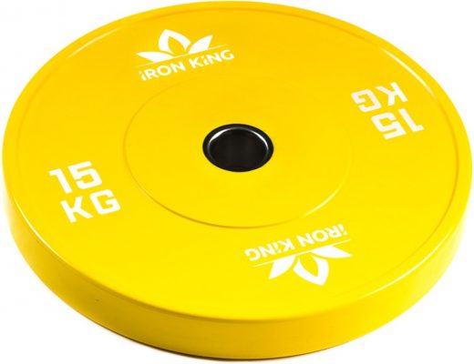 Диск Iron King для crossfit, резина, стальная втулка, 51 мм, 15кг., желтый