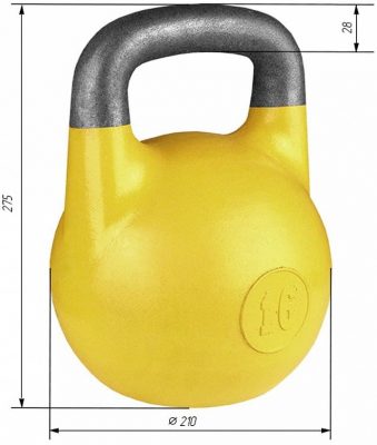Гиря Iron King 16 кг. для соревнований, стандарт 2021, желтая