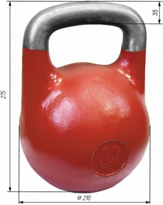 Гиря Iron King 32 кг. для соревнований стандарт 2021, красная