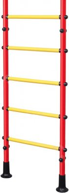 Шведская стенка детская №2 с съемным турником, лестницей, канатом, кольцами, красная