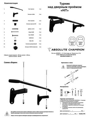 Турник Absolute Champion настенный HIT черный