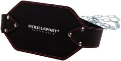 Пояс кожаный с цепью (атлетический) ONHILLSPORT, 85 см, черный